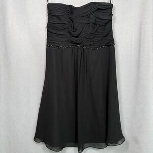 Strapless Mini Dress LBD Wedding Guest Bridesmaid Beaded Ruching